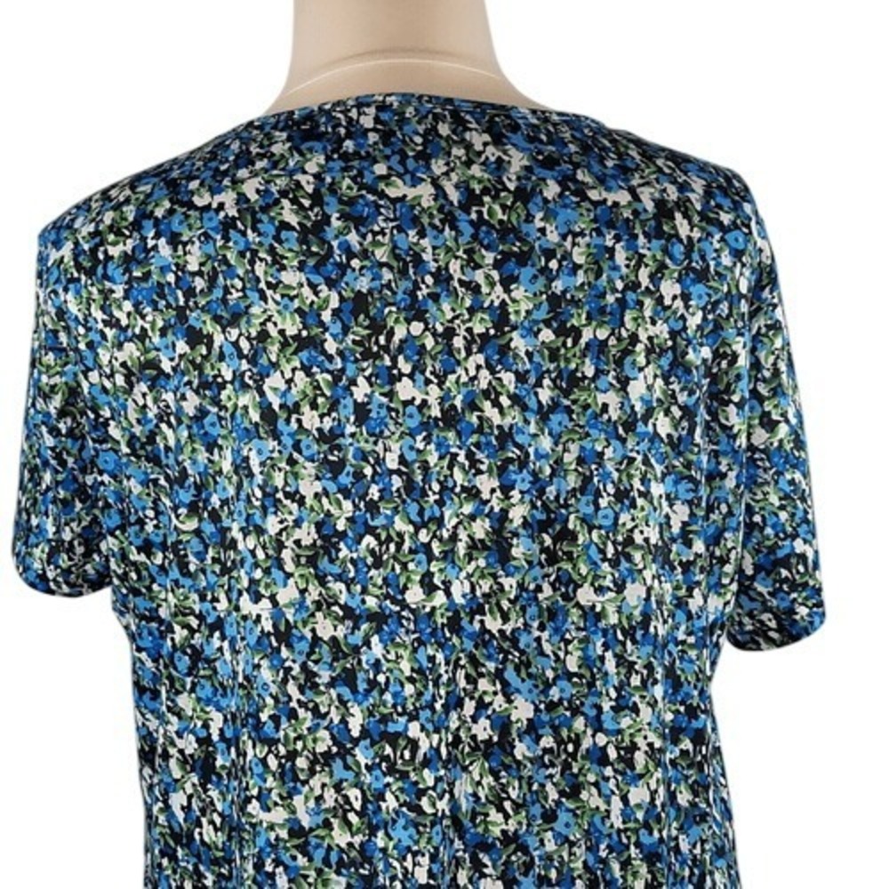 Wesso Blue Floral Short Sleeved Blouse - Picture 9 of 12